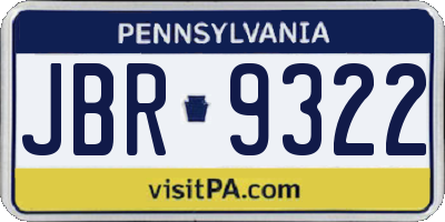 PA license plate JBR9322