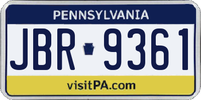 PA license plate JBR9361