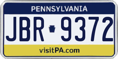 PA license plate JBR9372
