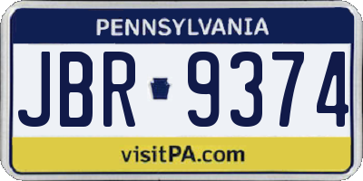 PA license plate JBR9374