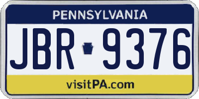 PA license plate JBR9376