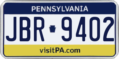 PA license plate JBR9402