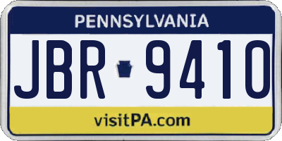 PA license plate JBR9410