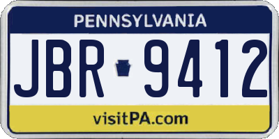 PA license plate JBR9412