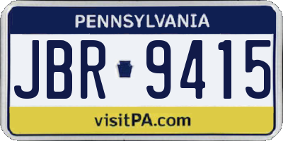 PA license plate JBR9415