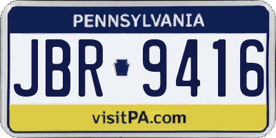 PA license plate JBR9416