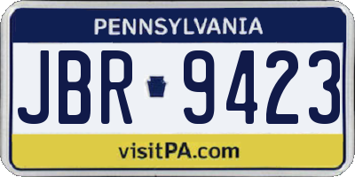PA license plate JBR9423