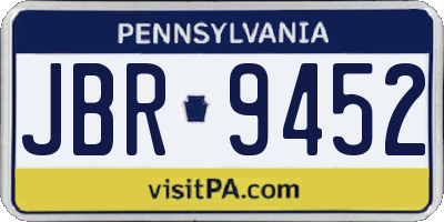 PA license plate JBR9452