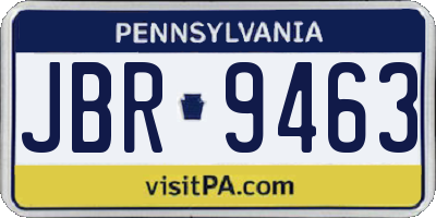 PA license plate JBR9463