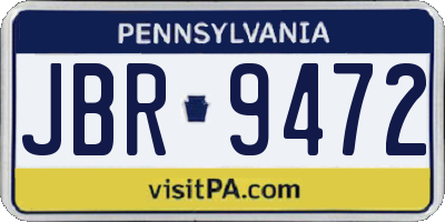PA license plate JBR9472