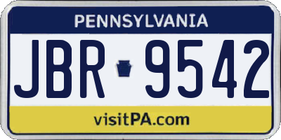 PA license plate JBR9542
