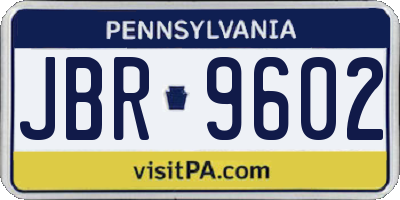 PA license plate JBR9602