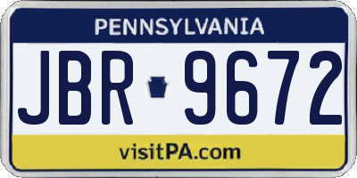 PA license plate JBR9672