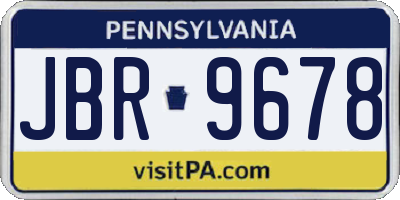 PA license plate JBR9678