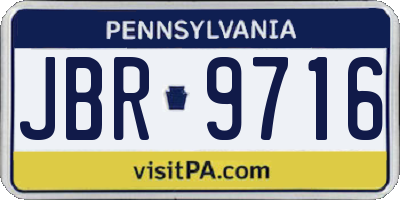 PA license plate JBR9716
