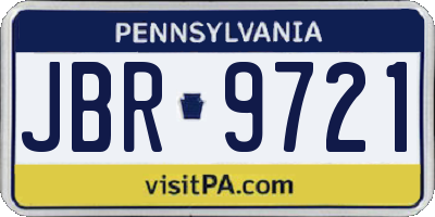 PA license plate JBR9721