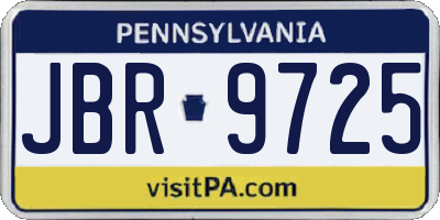 PA license plate JBR9725