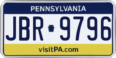 PA license plate JBR9796
