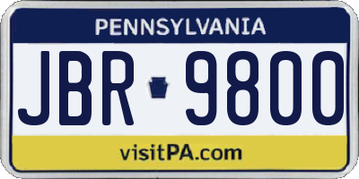 PA license plate JBR9800