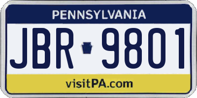 PA license plate JBR9801