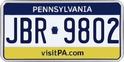 PA license plate JBR9802