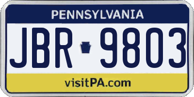 PA license plate JBR9803