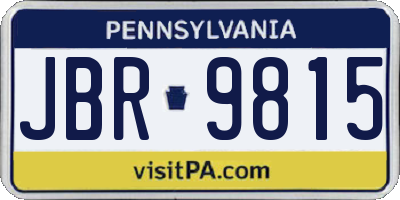 PA license plate JBR9815