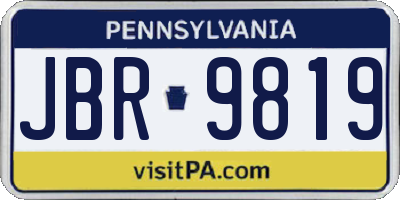 PA license plate JBR9819