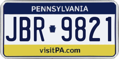 PA license plate JBR9821