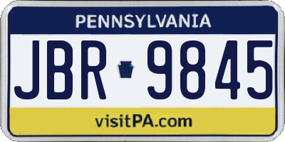 PA license plate JBR9845