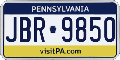 PA license plate JBR9850