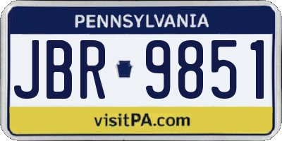 PA license plate JBR9851