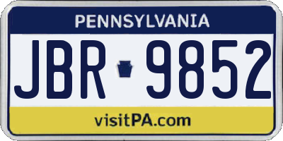 PA license plate JBR9852