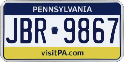 PA license plate JBR9867