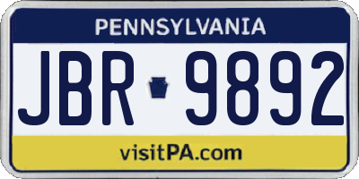 PA license plate JBR9892