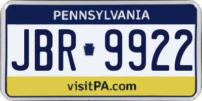 PA license plate JBR9922