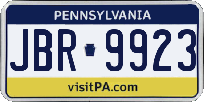 PA license plate JBR9923