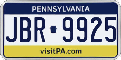 PA license plate JBR9925