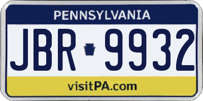 PA license plate JBR9932