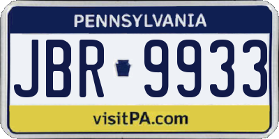 PA license plate JBR9933