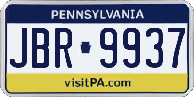 PA license plate JBR9937