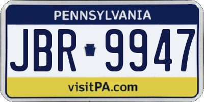 PA license plate JBR9947