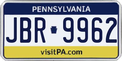 PA license plate JBR9962