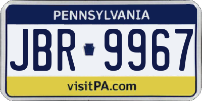 PA license plate JBR9967