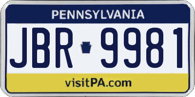 PA license plate JBR9981