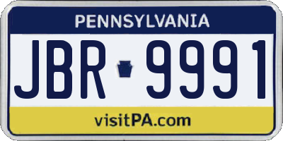 PA license plate JBR9991