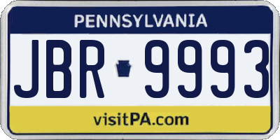 PA license plate JBR9993