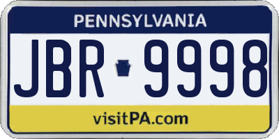 PA license plate JBR9998