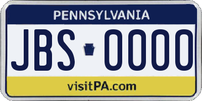 PA license plate JBS0000