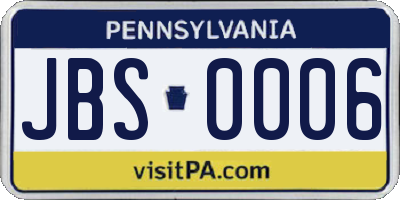 PA license plate JBS0006
